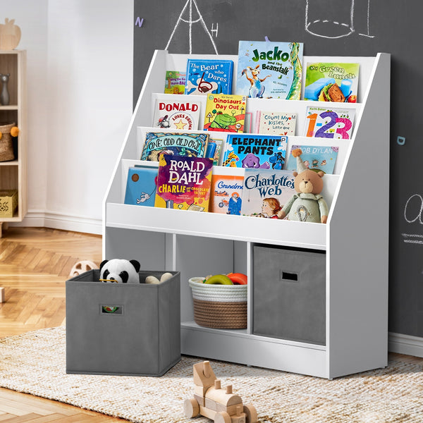 Oikiture Kids Bookshelf with Storage Organiser