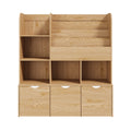 Oikiture Kids Bookcase Toy Organiser Cabinet Bookshelf with Chest - Natural