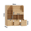 Oikiture Kids Bookcase Toy Organiser Cabinet Bookshelf with Chest - Natural