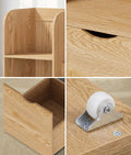 Oikiture Kids Bookcase Toy Organiser Cabinet Bookshelf with Chest - Natural