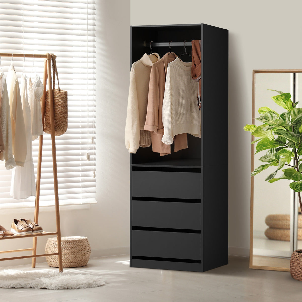 Oikiture Open Wardrobe - Black