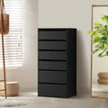 Oikiture 6 Drawer Chest of Drawers - Black