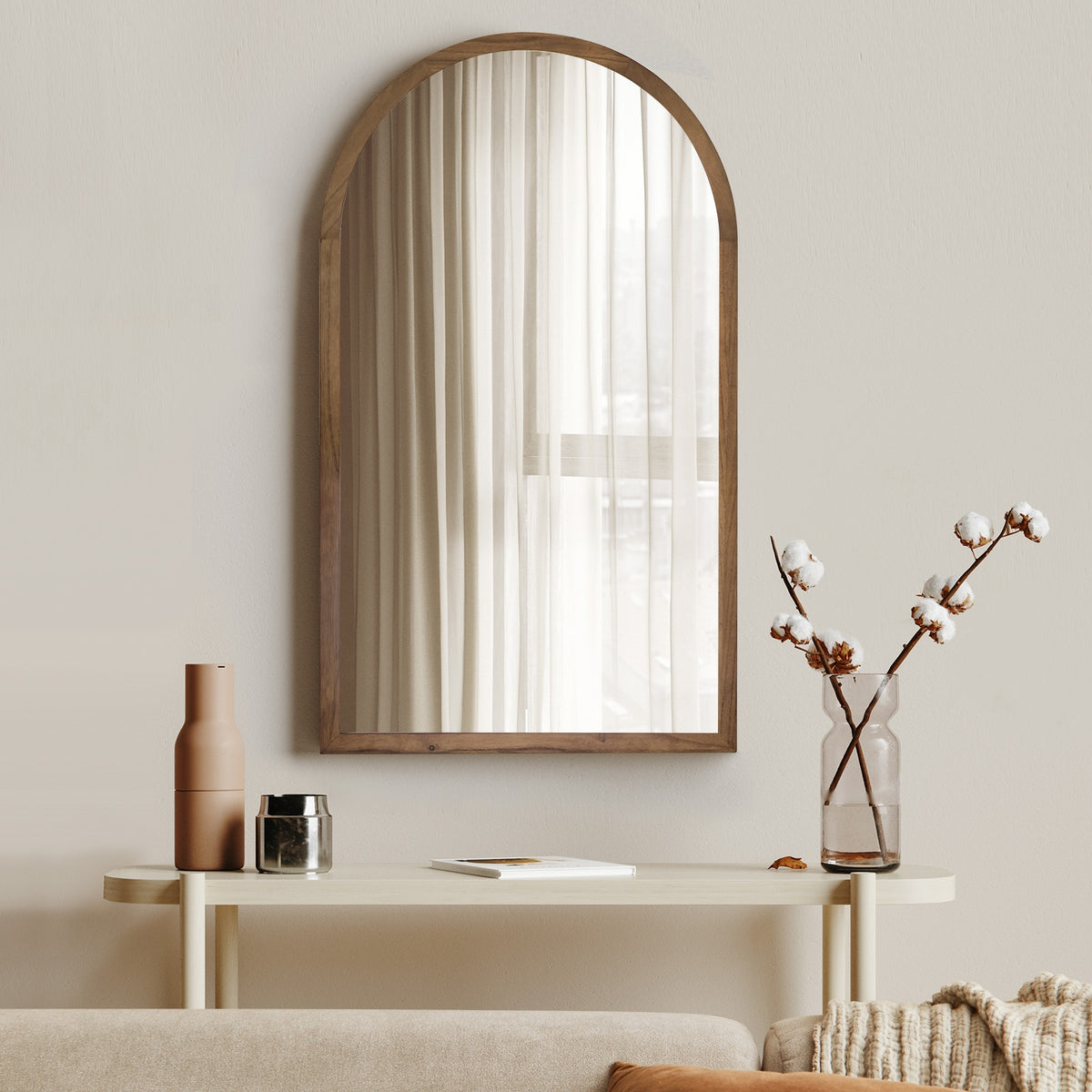 Oikiture  Arched Wall Mirror - Brown