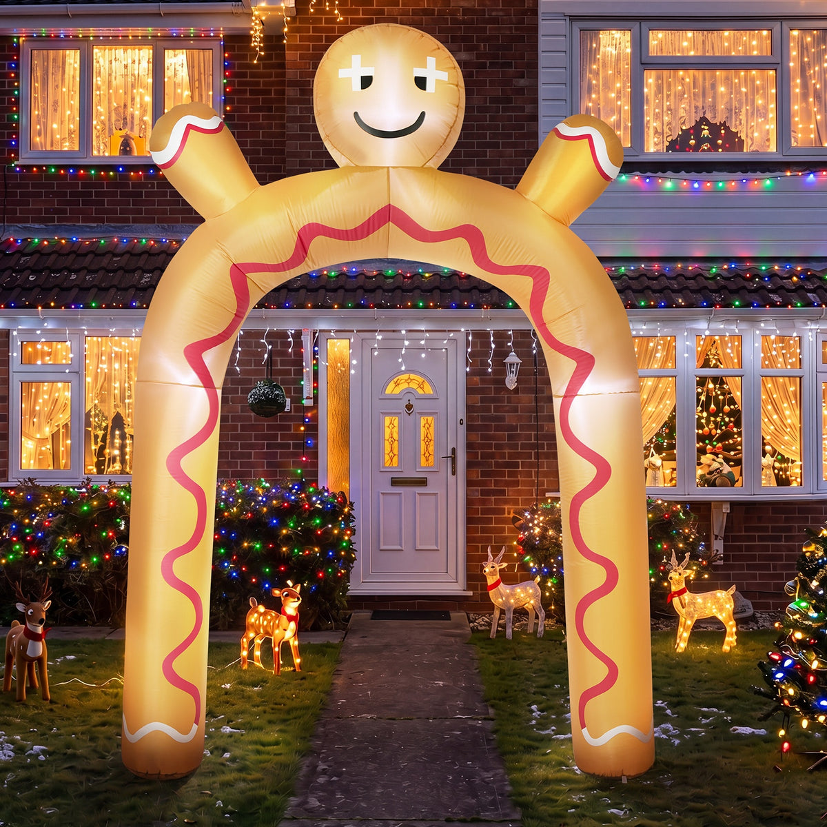 Tinseltown 3M Christmas Inflatable Archway Gingerbread Man Arch Xmas LED Lights