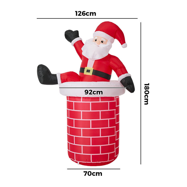 Tinseltown 1.8M Christmas Inflatable Santa Chimney LED Lights Outdoor Decoration