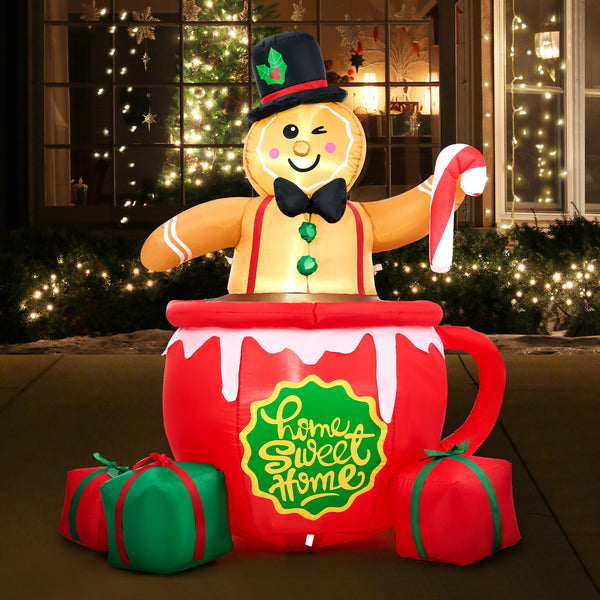 Tinseltown 1.8M Christmas Inflatable Gingerbread Man Xmas Decor LED Lights