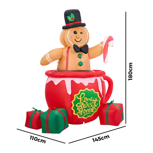 Tinseltown 1.8M Christmas Inflatable Gingerbread Man Xmas Decor LED Lights