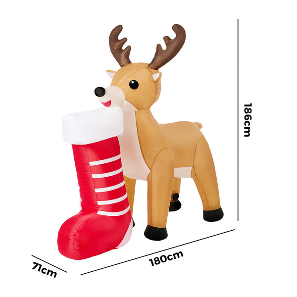 Tinseltown 1.8M Christmas Inflatable Reindeer LED Light Garden Decor Toy