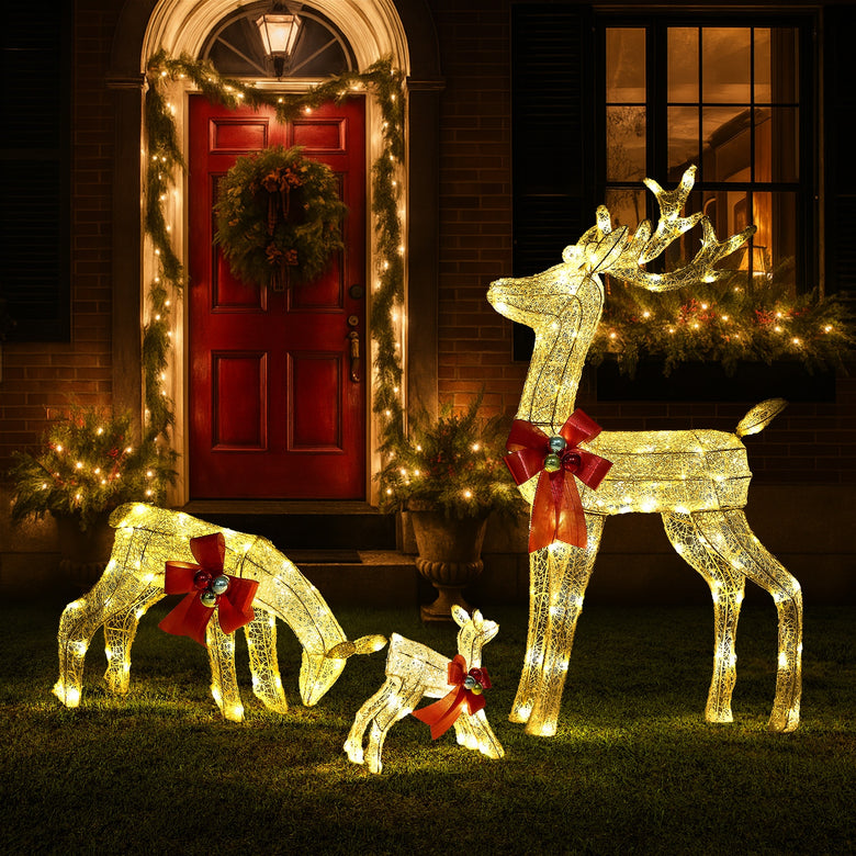Tinseltown Christmas Lights LED 3PCS Reindeer Family Xmas Decor Indoor Outdoor