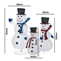 Tinseltown 3D Christmas LED Lights Set of 3 Snowmen Outdoor Xmas Decor Metal