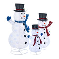 Tinseltown 3D Christmas LED Lights Set of 3 Snowmen Outdoor Xmas Decor Metal